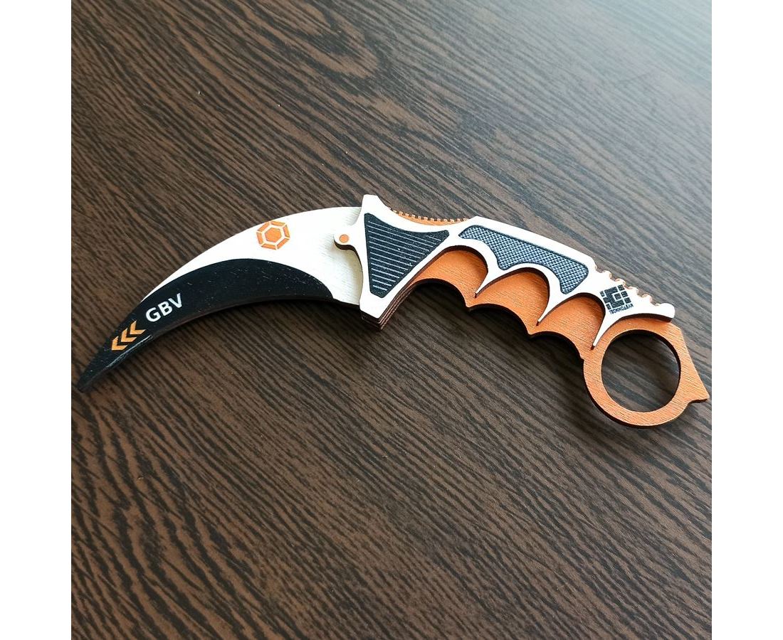 Нож karambit Керамбит Нож karambit №3 CS:GO из дерева 1:1 раскрашенный  сувенирный [ker-01-08] оптовая продажа